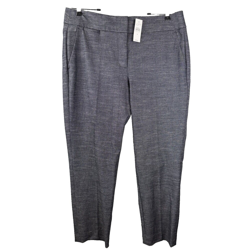 Ann Taylor Loft Linen Blend Cropped Pants Size 12 Julie Fit Gray Career Office